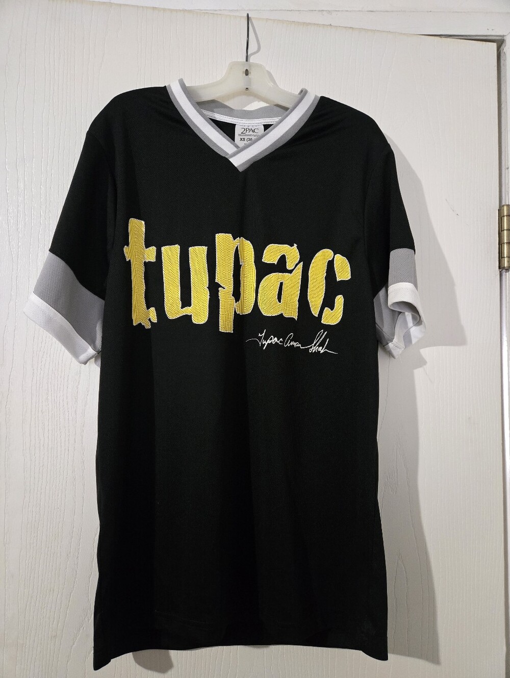 XS Tupac Black V Neck  Lightweight Shirt